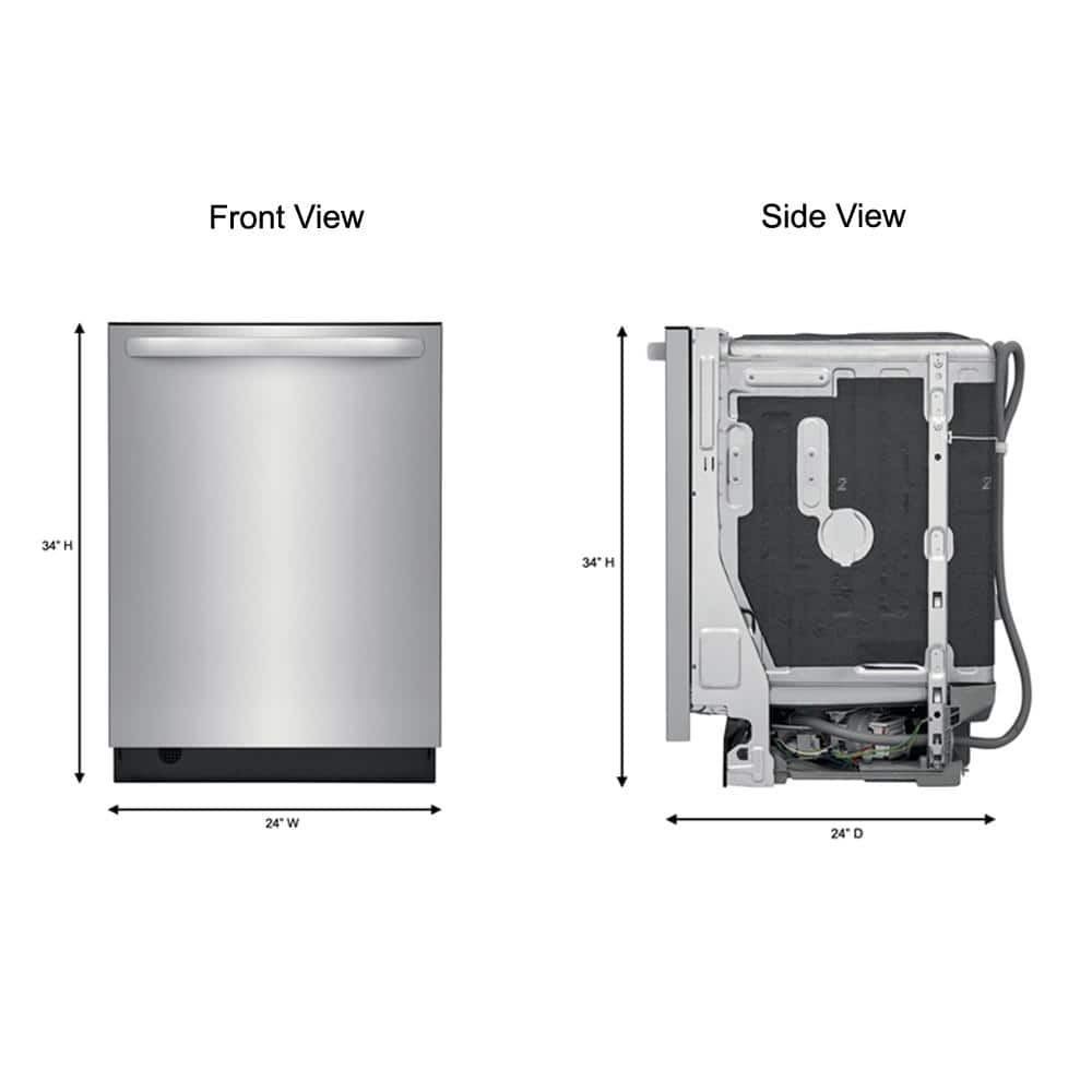 Frigidaire 24 in. Stainless Steel Top Control Built-In Tall Tub Dishwasher with Stainless Steel Tub and 3rd Level Rack, 49 dBA