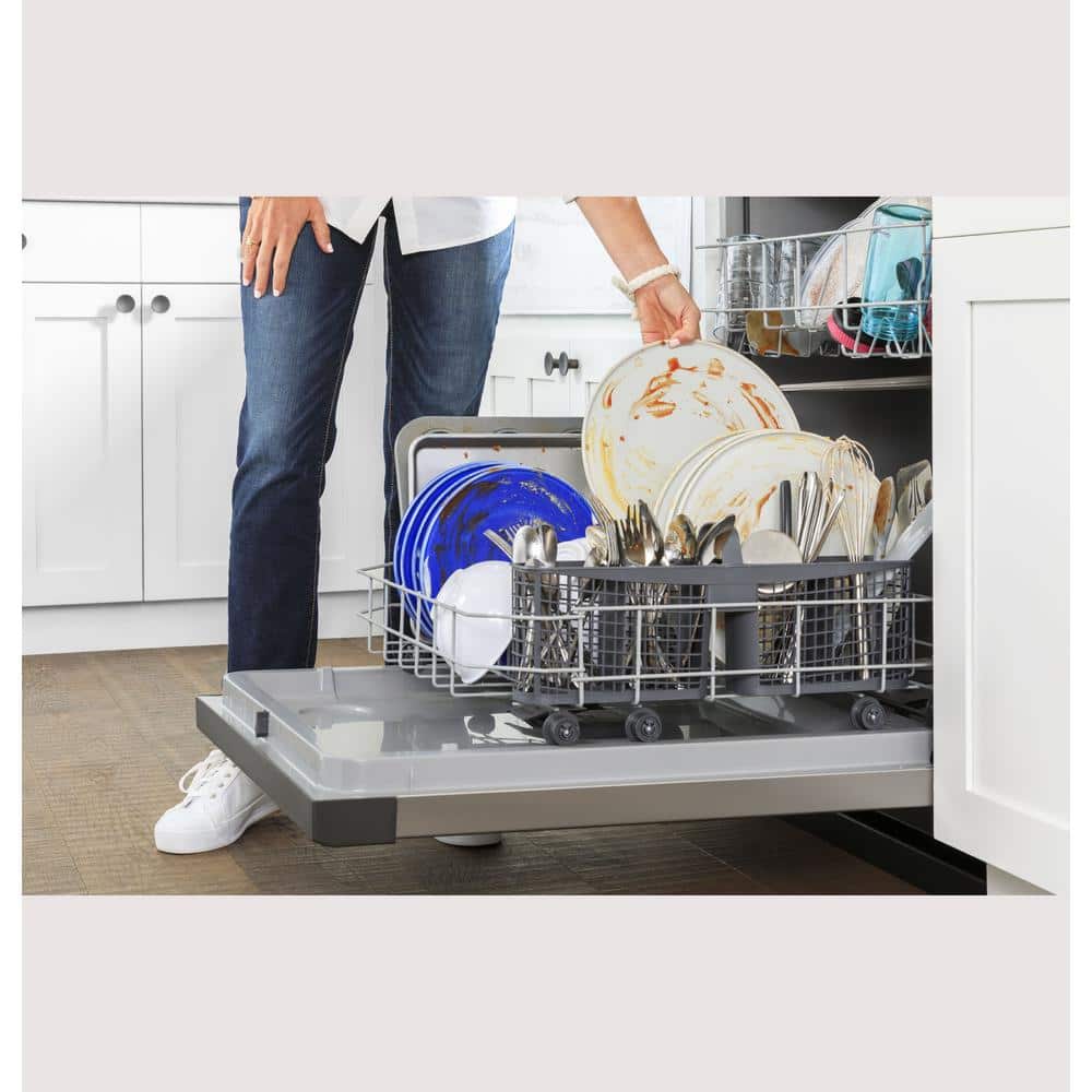 GE  24 in. White Front Control Built-In Tall Tub Dishwasher with 60dBA, ENERGY STAR