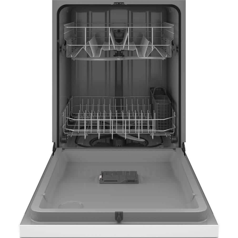 GE  24 in. White Front Control Built-In Tall Tub Dishwasher with 60dBA, ENERGY STAR